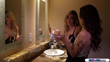 Preview 1 of 3xxxxhd Vidoe - Teen gfs threesome with a hottie in bar