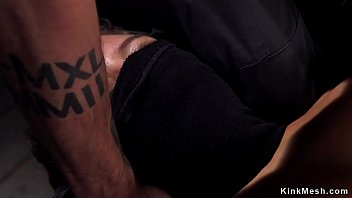 Preview 4 of Mixed Wrestling Cock Cum - Hogtied with spreaded legs babe toyed