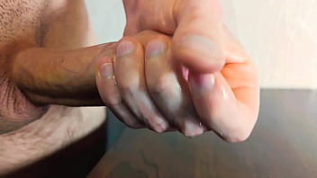 Preview 3 of Hidden Shower Sinhala - Young guy jerking off wet dick and cum on the table