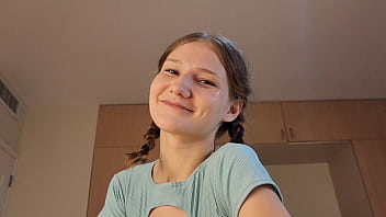Preview 1 of Parquet Courtszip - Cute petite babe jerks off with her feet and sucking and licking hard huge dick,  POV hot blowjob at home.