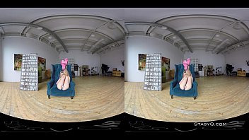 Preview 1 of Poops Eatch - Lovely blonde amateur with natural tits stripping in VR