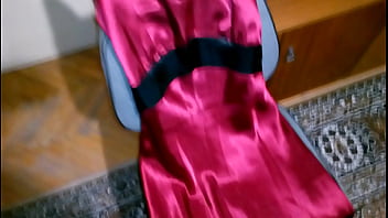 Preview 2 of Heisse Hotlola - cum long formal satin dress