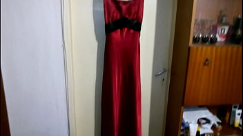 Preview 1 of Heisse Hotlola - cum long formal satin dress