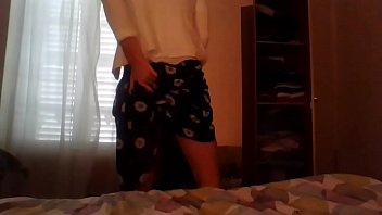 Preview 2 of Reena Sky Johnny Sins - Naughty secretary crossdresser back from office in a white blazer and long flower skirt