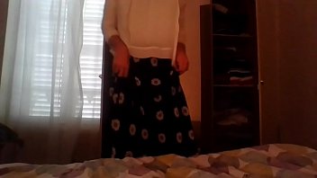 Preview 1 of Reena Sky Johnny Sins - Naughty secretary crossdresser back from office in a white blazer and long flower skirt