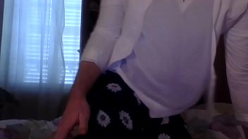 Preview 4 of Reena Sky Johnny Sins - Naughty secretary crossdresser back from office in a white blazer and long flower skirt