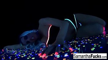 Preview 2 of Indonesia 15 Old Girl Xxx Sex - Samantha gets off in this super hot black light solo