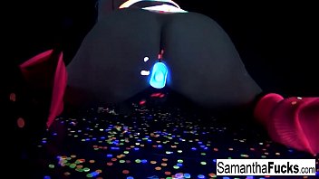 Preview 3 of Indonesia 15 Old Girl Xxx Sex - Samantha gets off in this super hot black light solo