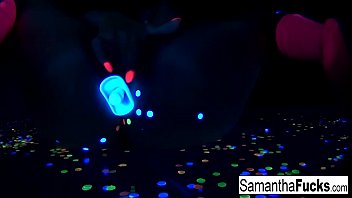 Preview 4 of Indonesia 15 Old Girl Xxx Sex - Samantha gets off in this super hot black light solo