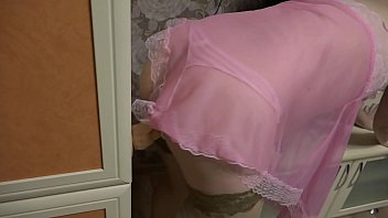 Preview 3 of Sudi Arb Sexxx - Pregnant milf fucks with dildo through panties and shakes natural tits.