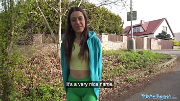 Preview 1 of Sainlion Open Saxe Video - Public Agent Brunette jogger with a great ass measures a big cock before fucking it