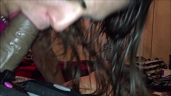 Preview 2 of Sex Xxxbideo - Skinny hot white girl sucks huge BBC for her 1st time making herself gags as it push down her throat