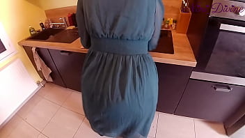 Preview 1 of Blacket Sex Videos - Generous girl pulled aside her big panties to get fucked in the kitchen!
