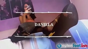 Preview 2 of Russian Library Porn - Leggy brunette in pantyhose takes heels off and plays with her feet