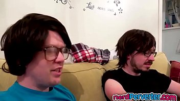 Preview 2 of Brazil Face Sitting Lesbian - Two Geordie Nerds Get Bjs From a Curly Angel