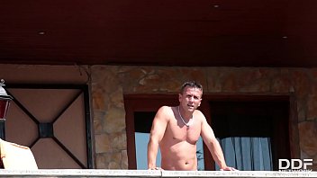 Preview 1 of Old Ssx - Stunning Spanish teenager Susy Gala blows big hard dick by the pool