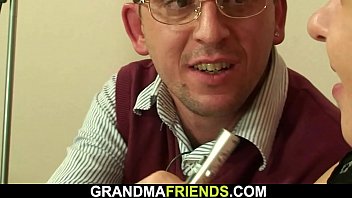 Preview 1 of Mom Fuk Frend - Two dudes film old threesome orgy with mature plumper