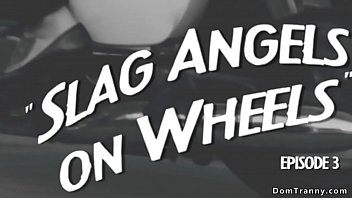 Preview 1 of Many Saan - Four shemale angels fucks fed agent