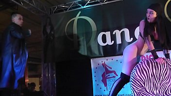 Preview 2 of Gangbang Slave Extreme - bdsm blowjob on stage brunette