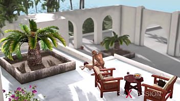 Preview 2 of Booty Kesbian - Sex an expensive villa! Midget pervert fucks a young woman in on the sea