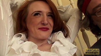 Preview 2 of 4k Uhd Teen Mastrubate Orgasm - PASCALSSUBSLUTS - Redhead Sabrina Jay dicked hard in bondage