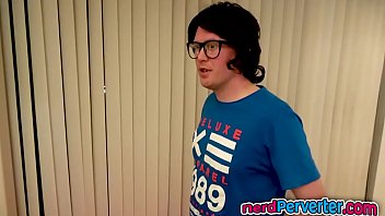 Preview 1 of Jodan Ass - Cleaning Lady Gives a Nerdy Dude a Blowjob