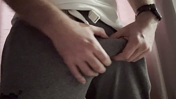 Preview 2 of Cleaning Abgirl - Mr Big Dick UK wears the famous grey sweats and pulls out his big white cock