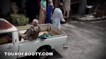 Preview 1 of New Teen Curvy - TOUR OF BOOTY - American Soldiers In The Middle East Shopping For Good Arab Pussy