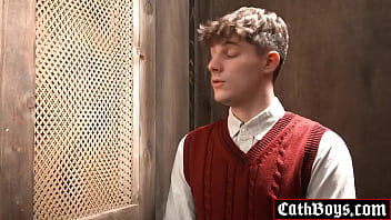 Preview 2 of Horse Vs Girl Sexy - Poor Altar boy Dex Devall is full of shame and guilt for what he has done! He confesses his sins to Priest Eddie Patrick who fucks the boy in the confession boot!