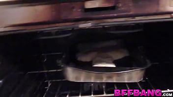Preview 2 of Mom Punish Hand Job Son - Hardcore 18yo besties cooking before big dick foursome