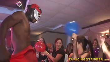 Preview 1 of Amerika Gals Video Sxa - Masked stripper receives blowjobs from naughty bachelorettes