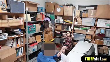 Preview 2 of Fassi Moms - Cute brunette chubby shoplifter gets fucked on CCTV