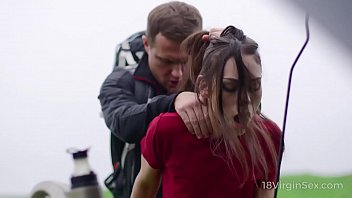 Preview 3 of Www Xxx Video Usa Com Prom - 18 Virgin Sex - Sexy chick waits for help and a bright orgasm in doggy style