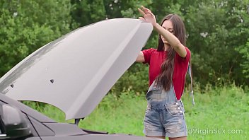 Preview 1 of Www Xxx Video Usa Com Prom - 18 Virgin Sex - Sexy chick waits for help and a bright orgasm in doggy style