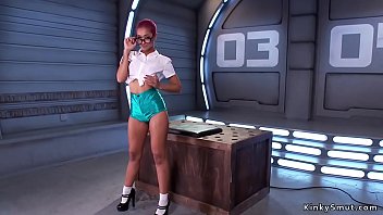 Preview 1 of Grace Welborn - Hot ass ebony spreads legs and fucks machine