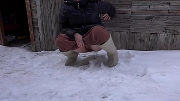 Preview 3 of Cops Maggie Josyln - I declare a challenge: a golden shower outside on a cold,  frosty,  winter day. Fetish compilation one bold girl,  to be continued.