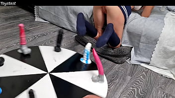 Preview 3 of Lesbian Siblings - Wheel Of Monster DILDOS! Looking For Orgasms