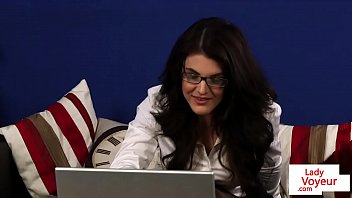 Preview 1 of Voyeur No Bra Compilation - CFNM spex babe sub guy in JOI