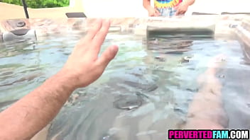Preview 1 of Tegu Anty - Latina stepsister joined him in hot tub