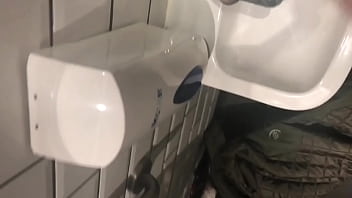 Preview 2 of Skinny Teen Teacher - Wanking in public bathroom