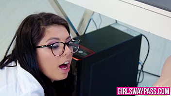 Preview 2 of Shelby Shesnes - Office slut with sexy glasses rimming her lesbian superior