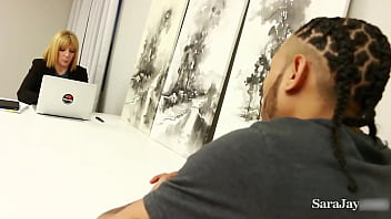 Preview 2 of Vey Anne Masaj - Macana Man Fucks Sara Jay&#039_s Tits Before He Facializes Her!