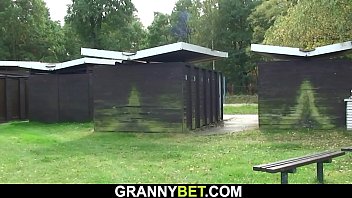 Preview 1 of Mom And S Poo N - Guy fucks 70 years old blonde in the changing room