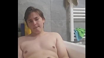 Preview 2 of Indian Dasi Papa Com - Chubby boy jerks off and cums in bathtub