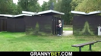Preview 1 of Inna Xxxx - Busty blonde granny takes cock in the changing room