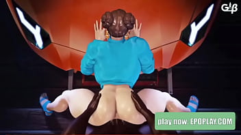 Preview 2 of Anime Sister And Brother - Chun-Li Bent over the Hood of a Car and Fucked