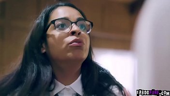 Preview 1 of Spying Neighbor Joins Couple - Nerdy teen Casey Calvert went her classmate Vienna Black and didnt expect to start a 3some session with Vienna and her stepbro Justin Hunt.