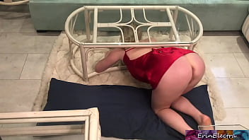Preview 1 of Spain Vintage Film - Stepmom stuck in the living room cleaning - Erin Electra