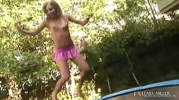 Preview 1 of Busty Aika - Cute Blonde Aaliyah Love&#039_s Naked Trampoline Fun And Pussy Play!