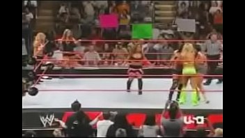 Preview 4 of Tall Girl Vs Short Man Cartoon - Trish Stratus,  Ashley,  and Mickie James vs Victoria,  Torrie Wilson,  and Candice Michelle. Raw 2005.